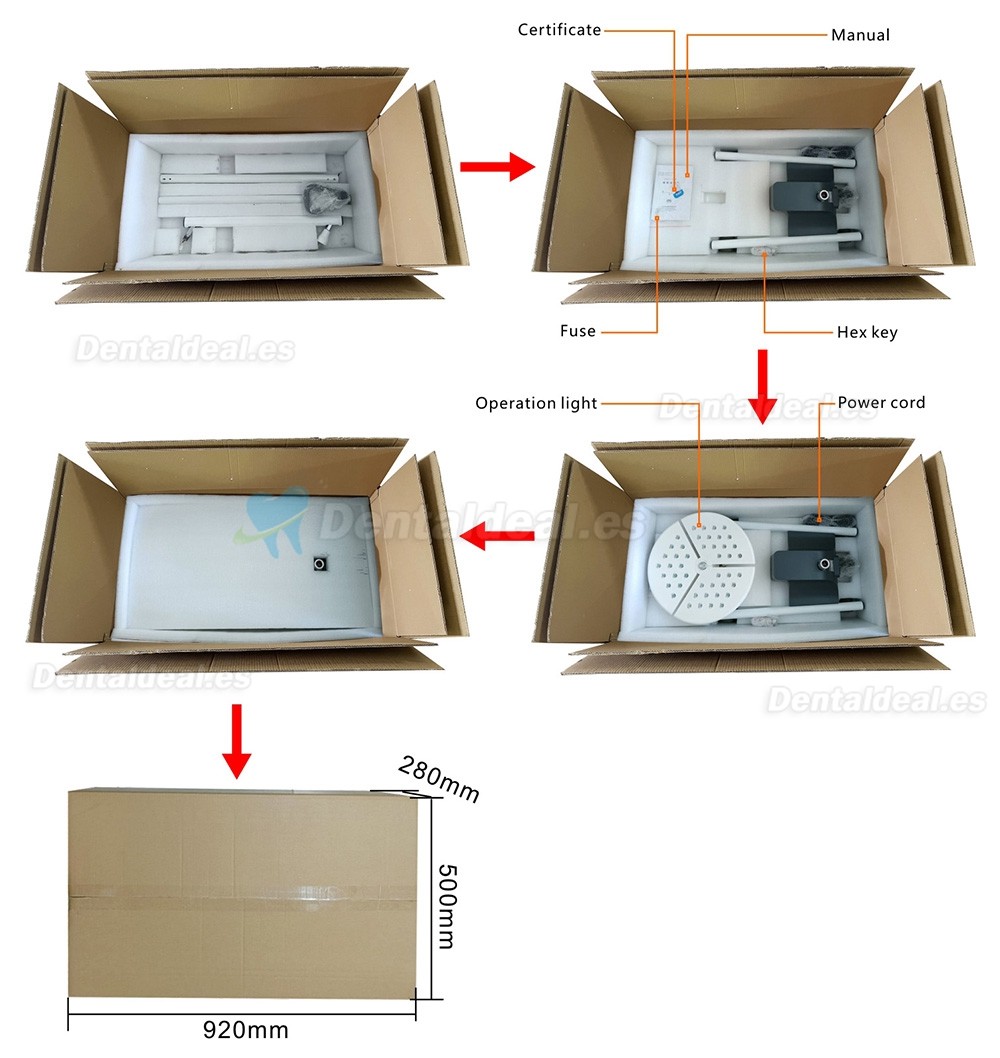 KWS KD-2036L-4 L&aacute;mpara Dental LED M&oacute;vil de Pie 80W con 4 Ruedas